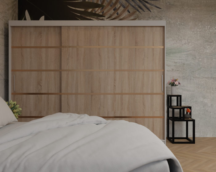 Dormitor: Lotus Pat Tapitat Dressing 250x200 Alb&Sonoma 3 Usi  [5]