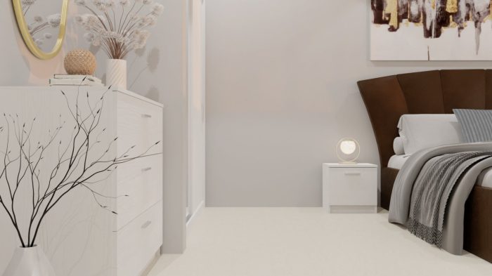 Dormitor Lucas Tapitat Maro 2 Usi Alb cu Oglinda [4]