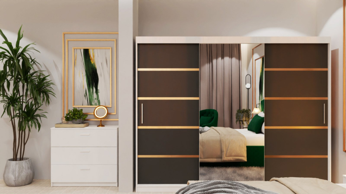 Dormitor Lucas Tapitat Stofa Verde cu dulap 250*200 usi glisante Alb&Antracit cu Oglinda, noptiere si comoda [4]