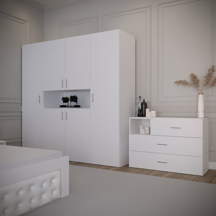 Dormitor Montana Tapitat Alb 4 Usi [3]