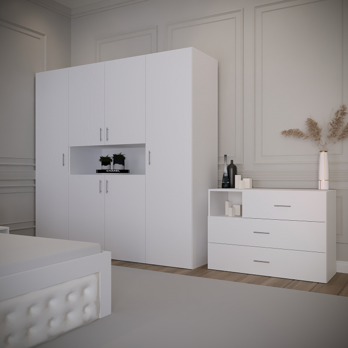 Dormitor Montana Tapitat Alb 4 Usi [3]