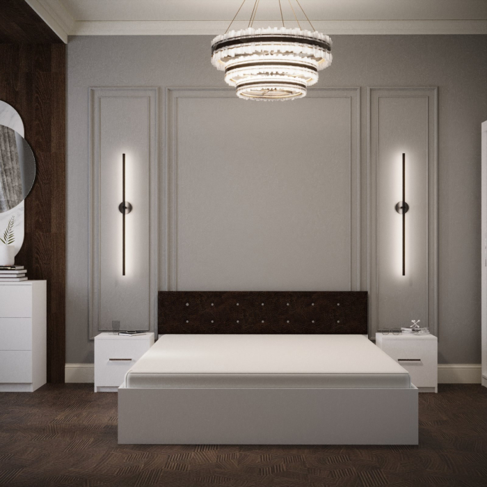 Dormitor Nemira Alb&Wenge Tapitat 2 Usi cu Oglinda [2]