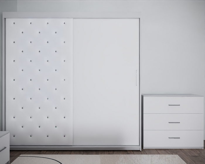 Dormitor Nemira New  Alb Tapitat 2 Usi [5]