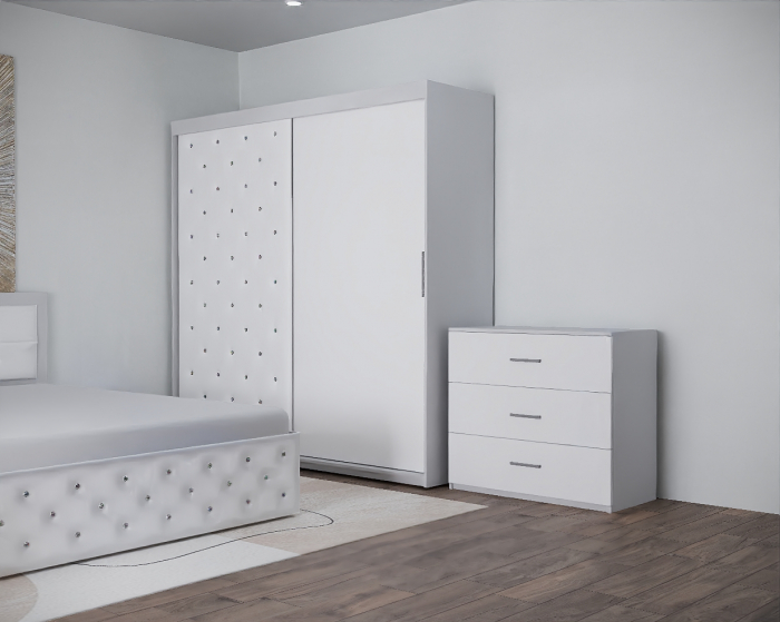 Dormitor Nemira New  Alb Tapitat 2 Usi [2]