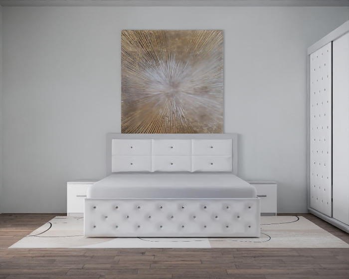 Dormitor Nemira New  Alb Tapitat 2 Usi [3]