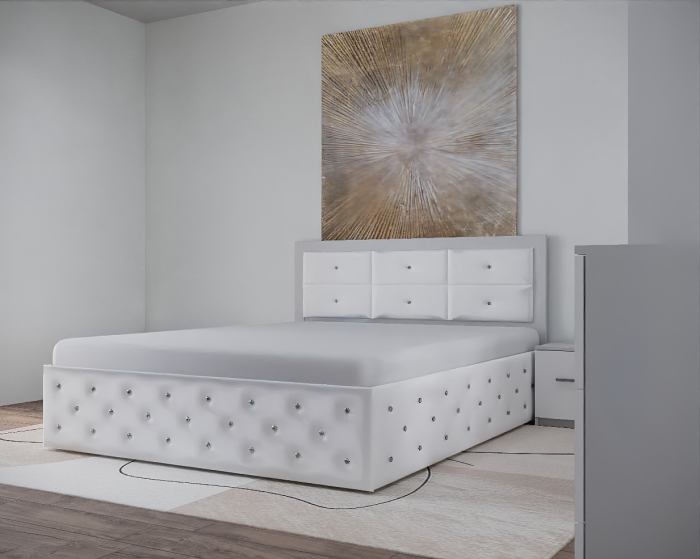 Dormitor Nemira New Alb Tapitat 2 Usi cu Oglinda [4]