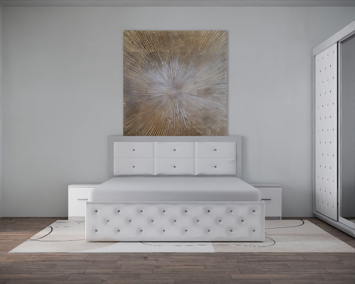 Dormitor Nemira New Alb Tapitat 2 Usi cu Oglinda [2]