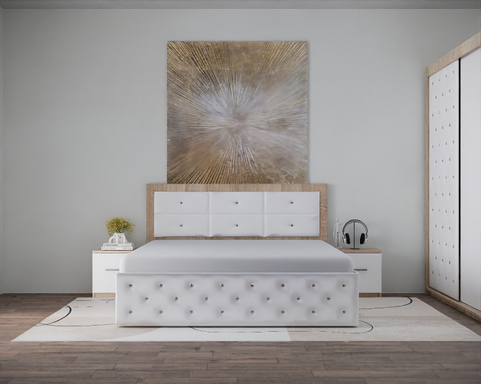 Dormitor Nemira New Sonoma&Alb Tapitat 2 Usi [5]