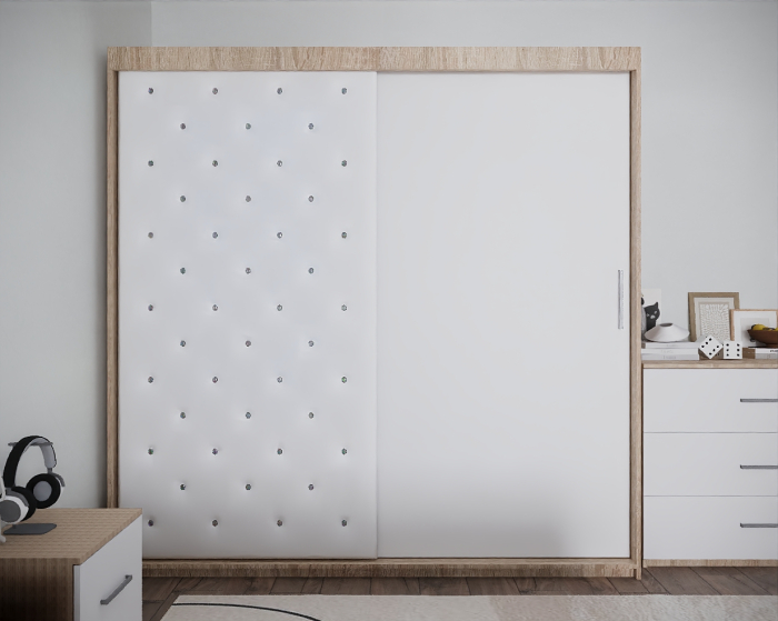 Dormitor Nemira New Sonoma&Alb Tapitat 2 Usi [4]