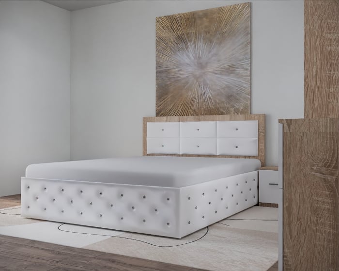 Dormitor Nemira New Sonoma&Alb Tapitat 2 Usi cu Oglinda [4]