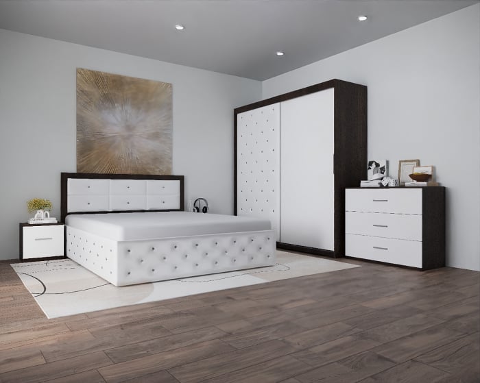 Dormitor Nemira New Wenge&Alb Tapitat 2 Usi [1]