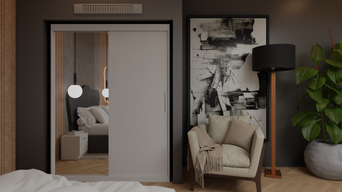 Dormitor Queen Pat Tapitat Dressing 2 Usi Cu Oglinda Alb [3]