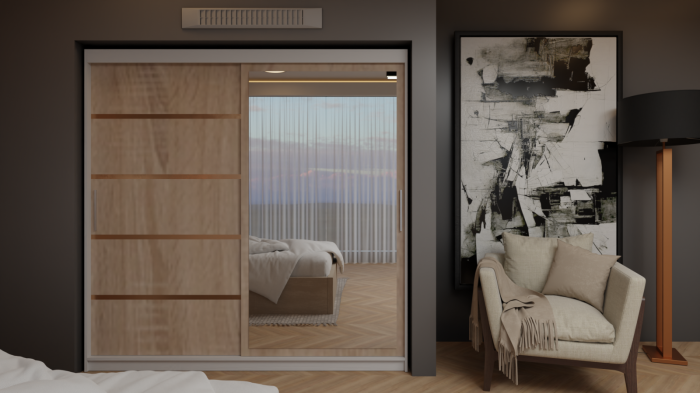 Dormitor Queen Pat Tapitat Dressing 200x200 Alb&Sonoma Cu Oglinda [3]