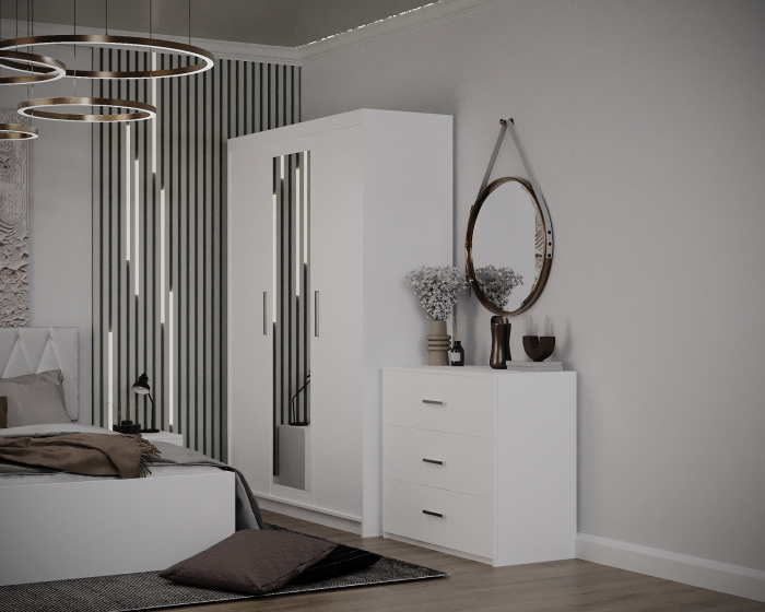 Dormitor Valencia Alb Dressing 3 usi cu oglinda [3]
