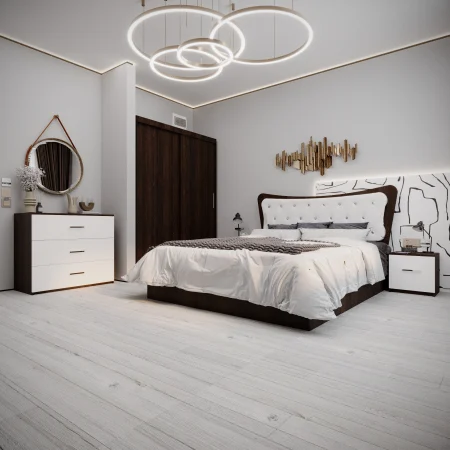 Dormitor Vista Tapitat 2 usi Wenge&Alb [2]