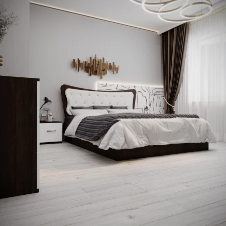 Dormitor Vista Tapitat 2 usi Wenge&Alb [1]