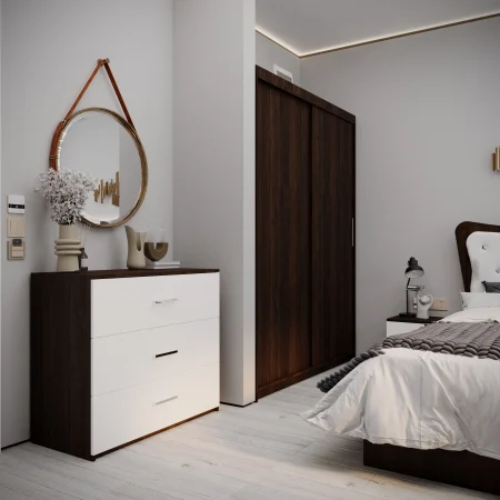 Dormitor Vista Tapitat 2 usi Wenge&Alb [3]