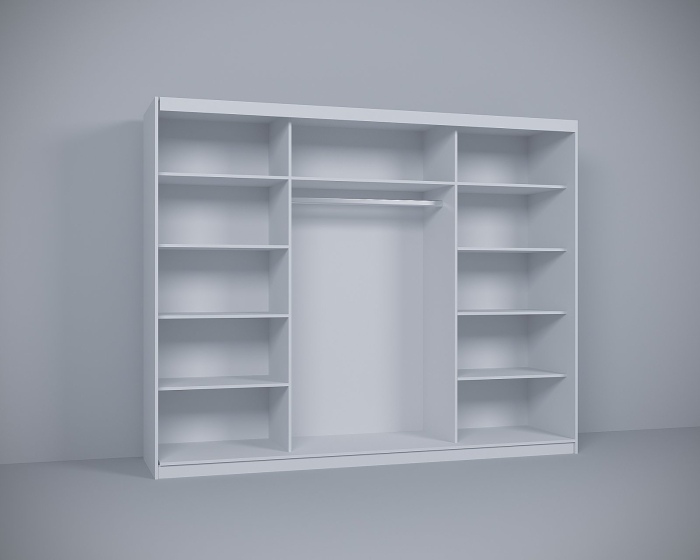 Dormitor Vista Tapitat Alb Dressing 3 usi cu Oglinda 250x200 [6]