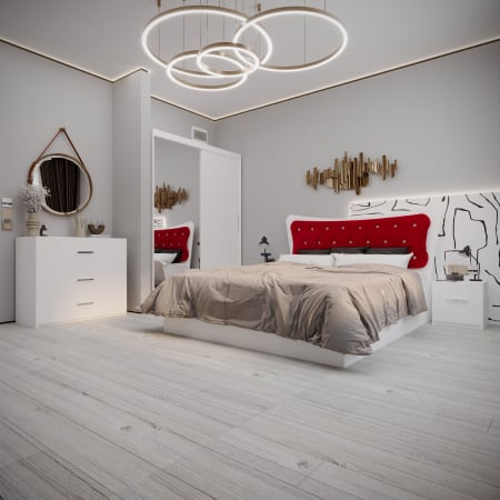 Dormitor Vista Tapitat Alb&Rosu 2 usi cu Oglinda [1]