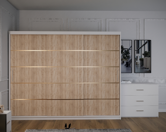 Dormitor Vista Tapitat Alb&Sonoma Dressing 3 usi 250x200 [3]