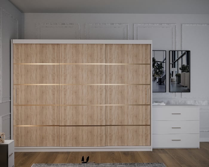 Dormitor Vista Tapitat Alb&Sonoma Dressing 3 usi 250x200 [3]