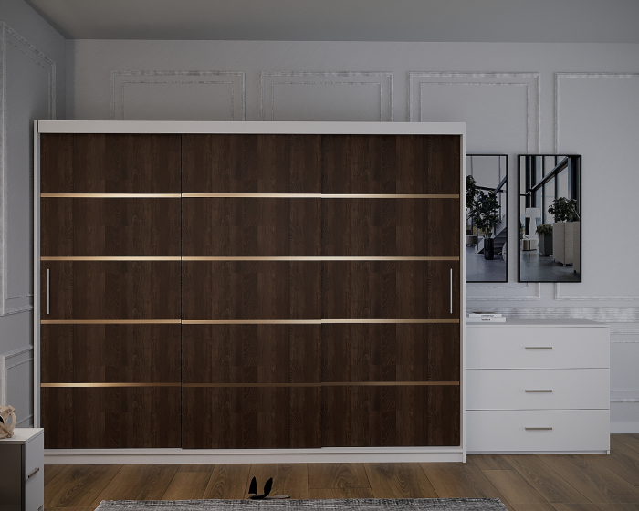 Dormitor Vista Tapitat Alb&Wenge Dressing 3 usi 250x200 [3]