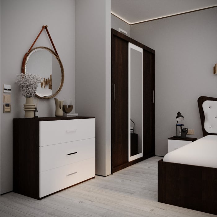 Dormitor Vista Tapitat Wenge&Alb 3 usi [4]