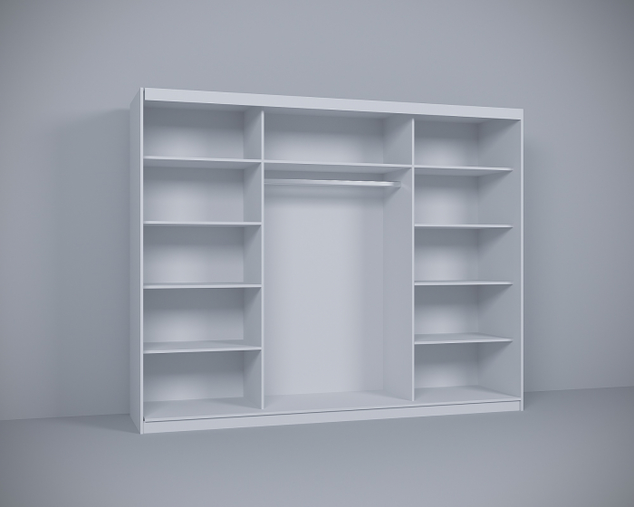 Dormitor Vista Tapitat Wenge&Alb Dressing 3 usi cu Oglinda 250x200 [6]