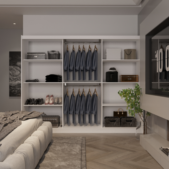 Dulap Globus 3 Usi cu Oglinda Alb 230* [3]