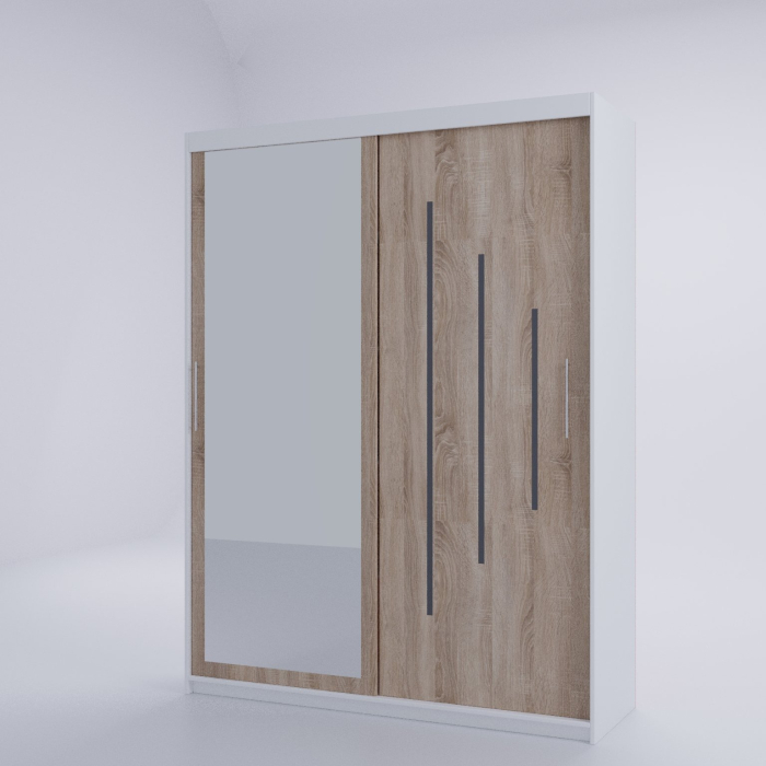 Dulap Venus Space cu Oglinda 200*200 Alb&Sonoma, [3]