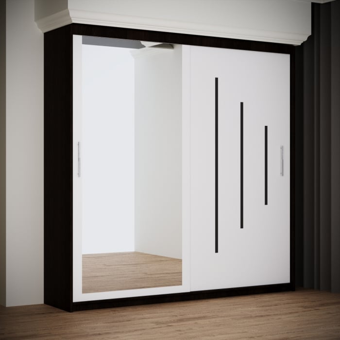 Dulap Venus Space cu Oglinda 200*200 Wenge&Alb, [2]