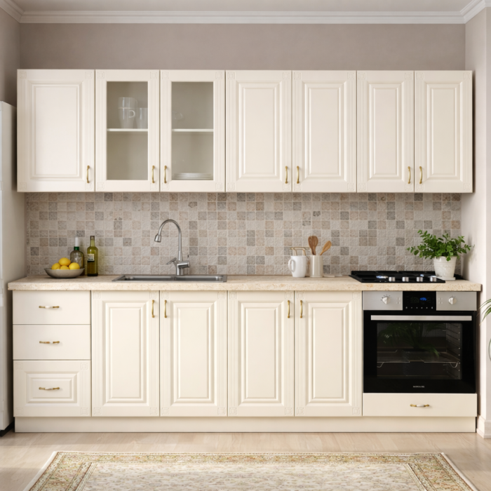 Mobila bucatarie Roma New 2.6 MDF, Crem, 260 x 60 x 200 cm [2]