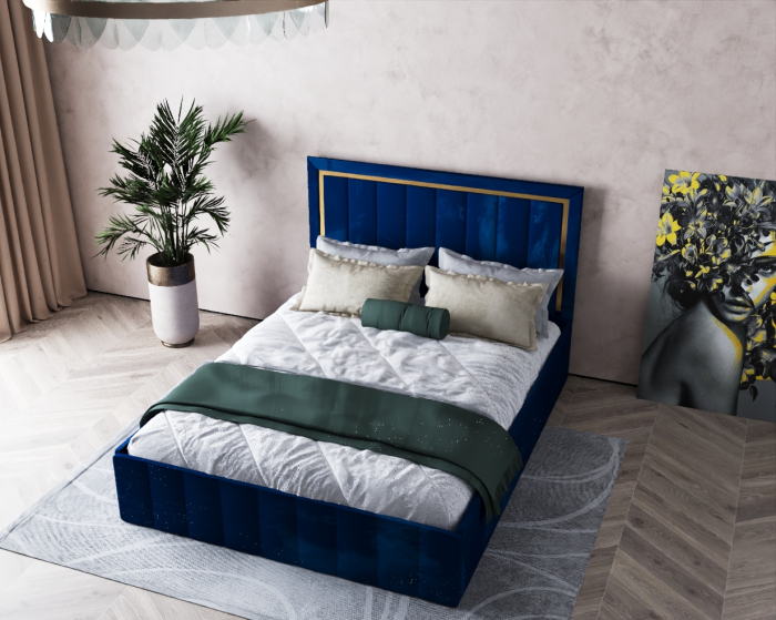 Pat Elegance Tapitat Albastru 160x200 [4]