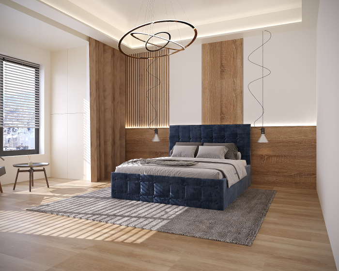 Pat Regal Tapitat Albastru 160x200 [3]