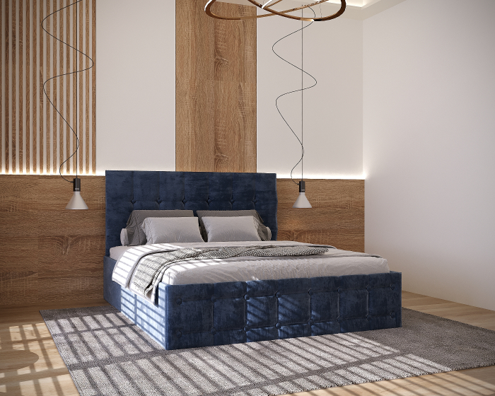 Pat Regal Tapitat Albastru 180x200 [2]