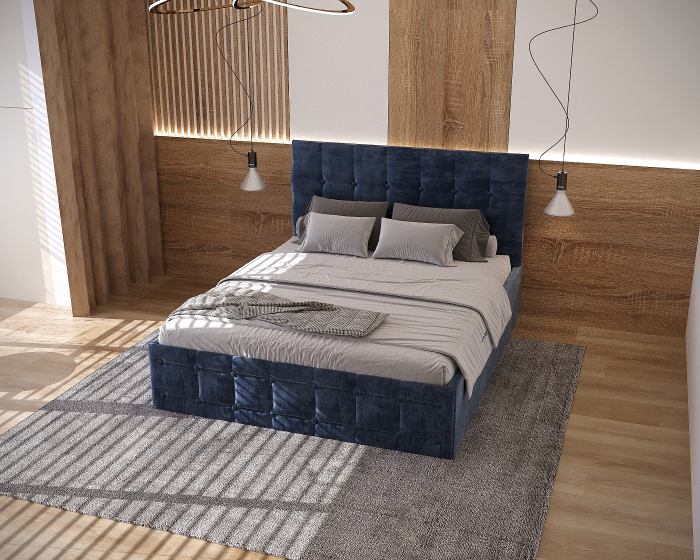 Pat Regal Tapitat Albastru 180x200 [4]