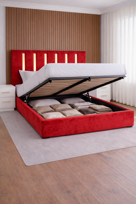 Pat Tapițat ZOE cu Somieră Rabatabilă [2]