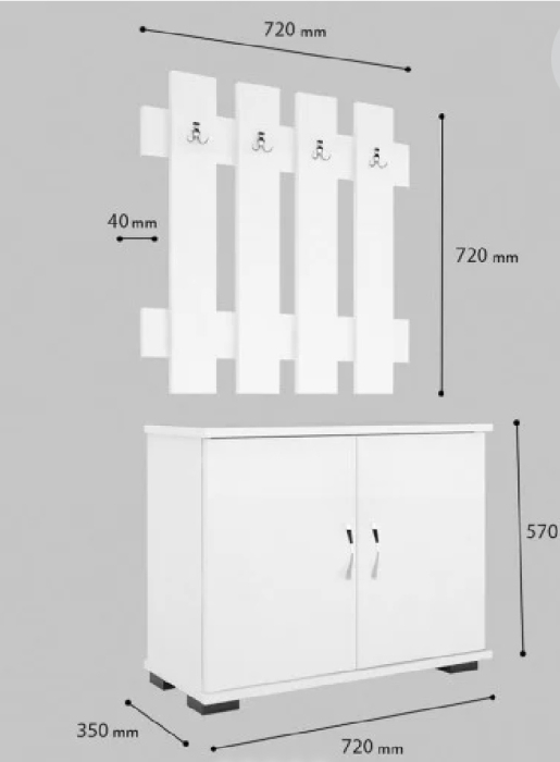 Set Hol Cuier si Pantofar Vily Alb [4]