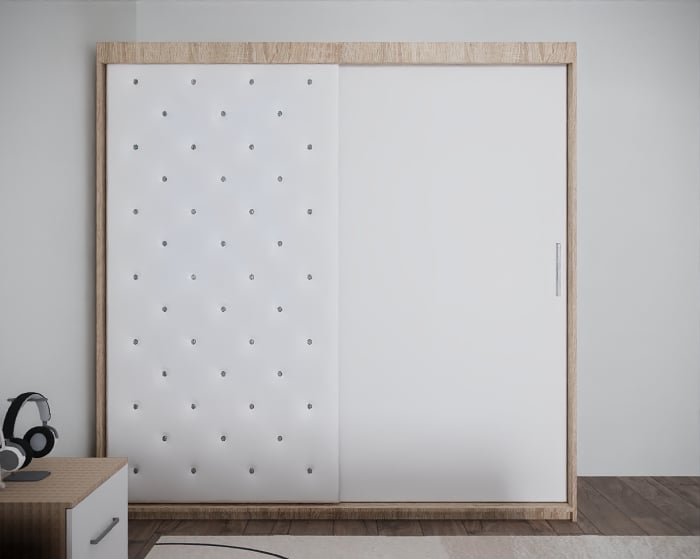 Set Pat Nemira New Tapitat cu Noptiere si Dressing Sonoma&Alb [5]