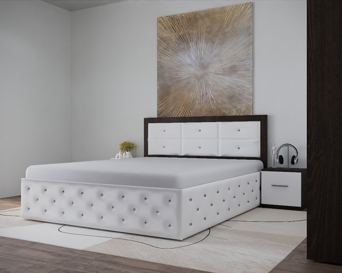 Set Pat Nemira New Tapitat cu Noptiere si Dressing Wenge&Alb [4]