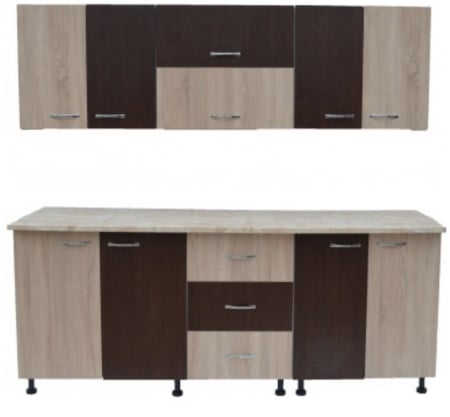 Seturi Mobila Bucatarie - Bucatarie Alexandra 1.8 m Wenge&Alb&Sonoma