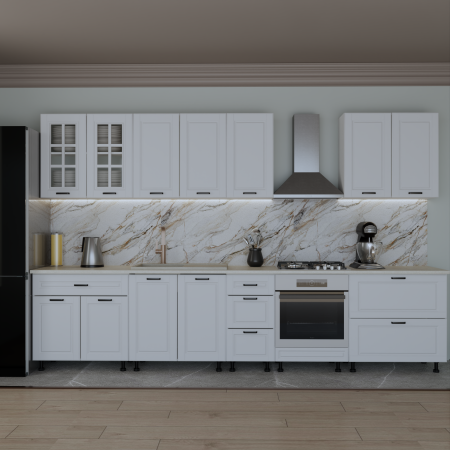 Mobila Bucatarie - Bucatarie Alpha 3.4 m, MDF, Alb