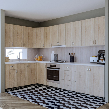 Mobila Bucatarie - Bucatarie Andreea Colt Sonoma&Alb