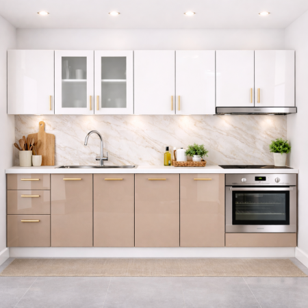 Seturi Mobila Bucatarie - Bucatarie din Mdf lucios Maria 2.6 m