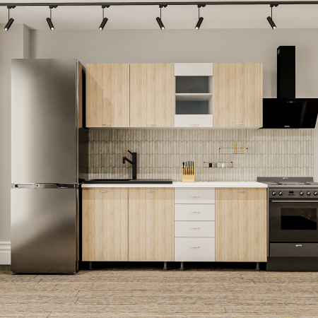 Seturi Mobila Bucatarie - Bucatarie Ioana 1.6 m Sonoma&Alb