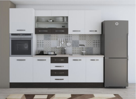 Mobila Bucatarie - Bucatarie Karina 2.2m Alb&Wenge