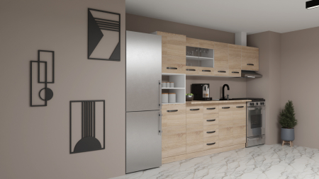 Bucatarie Karina 2.8m PAL Alb & Sonoma [2]