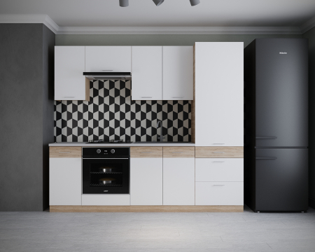 Seturi Mobila Bucatarie - Bucatarie Nuria 2.4m Alb&Sonoma