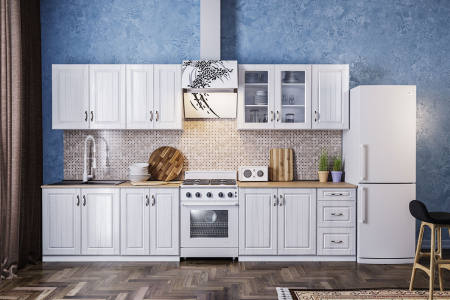 Bucatarie Provence 2.6 m, MDF, Alb fibros, 260 x 60 x 200 cm [4]