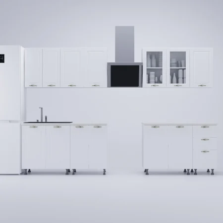 Bucatarie Provence 2.6 m, MDF, Alb fibros, 260 x 60 x 200 cm [3]